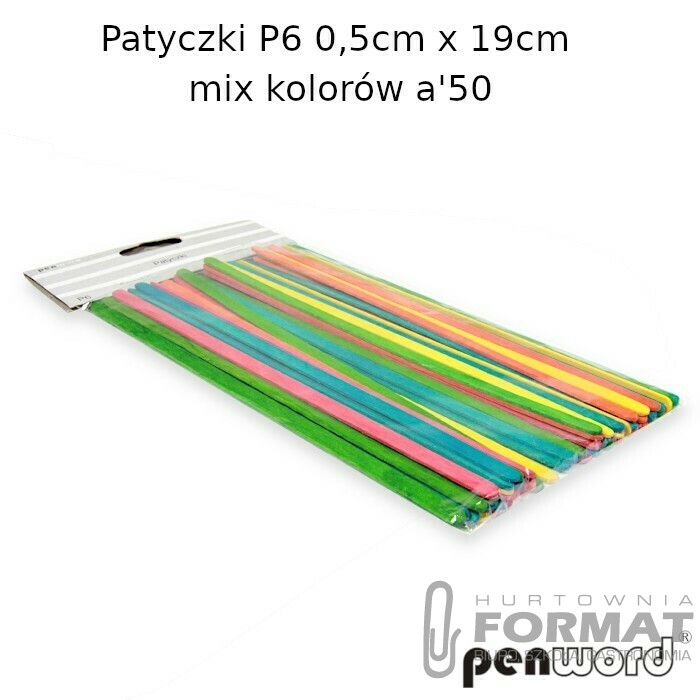 PATYCZKI P6 0,5cm x 19cm MIX KOLORÓW a'50 1