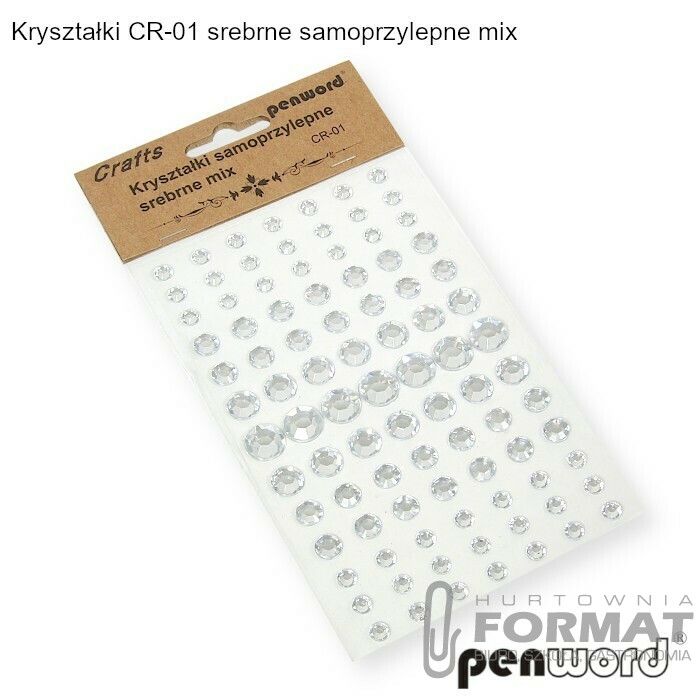 KRYSZTAŁKI CR-01 SREBRNE SAMOPRZYLEPNE MIX 1