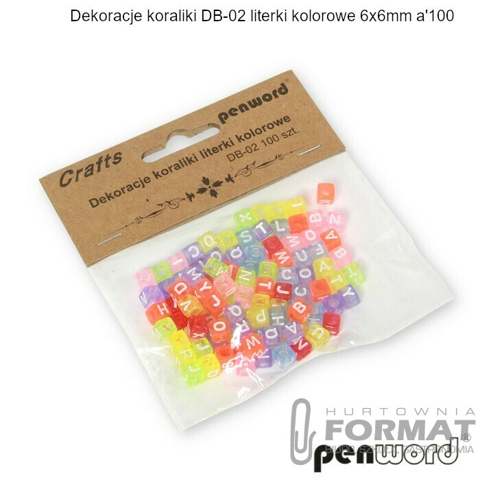 DEKORACJE KORALIKI DB-02 LITERKI KOLOROWE 6x6mm a'100 1