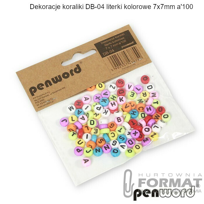 DEKORACJE KORALIKI DB-04 LITERKI KOLOROWE 7x7mm a'100 1