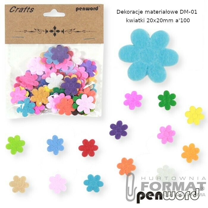 DEKORACJE MATERIAŁOWE DM-01 KWIATKI 20x20mm a'100 1