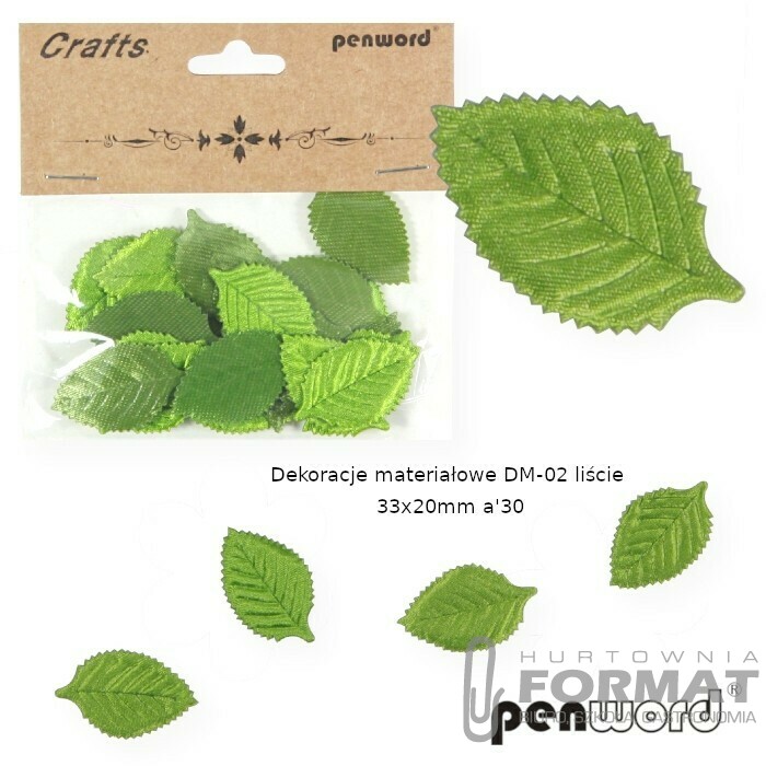 DEKORACJE MATERIAŁOWE DM-02 LIŚCIE 33x20mm a'30 1