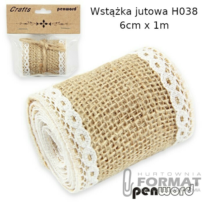 WSTĄŻKA JUTOWA H038 6cm x 1m 1