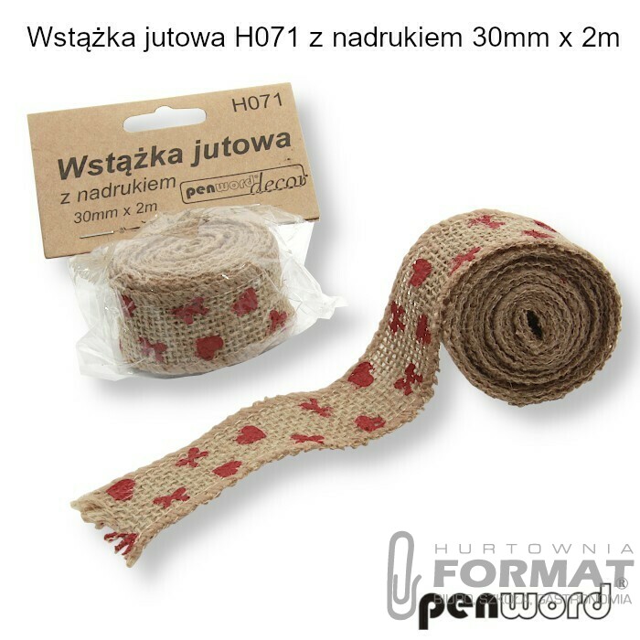 WSTĄŻKA JUTOWA H071 Z NADRUKIEM 30mm x 2m 1