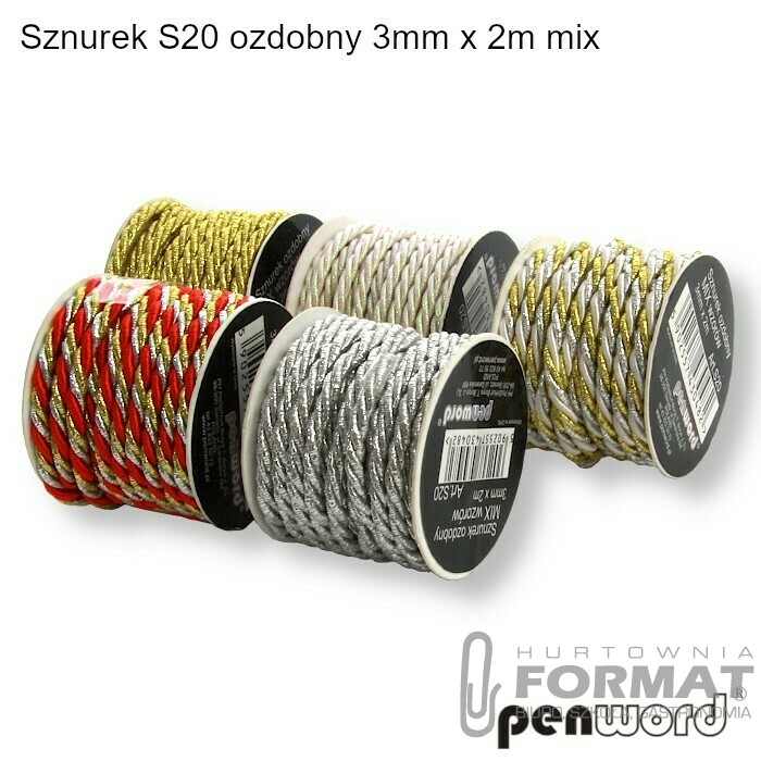 SZNUREK S20 OZDOBNY 3mm x 2m mix 1