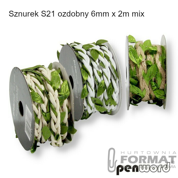 SZNUREK S21 OZDOBNY 6mm x 2m mix 1