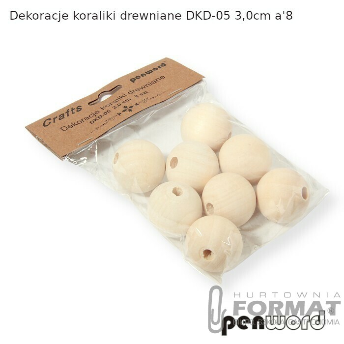 DEKORACJE KORALIKI DREWNIANE DKD-05 3,0cm a'8 1