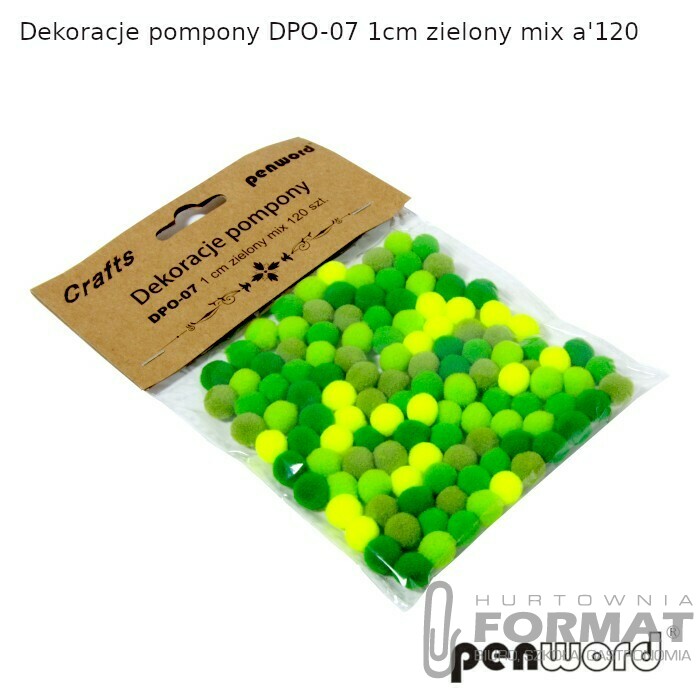 DEKORACJE POMPONY DPO-07 1cm ZIELONY MIXa'120 1