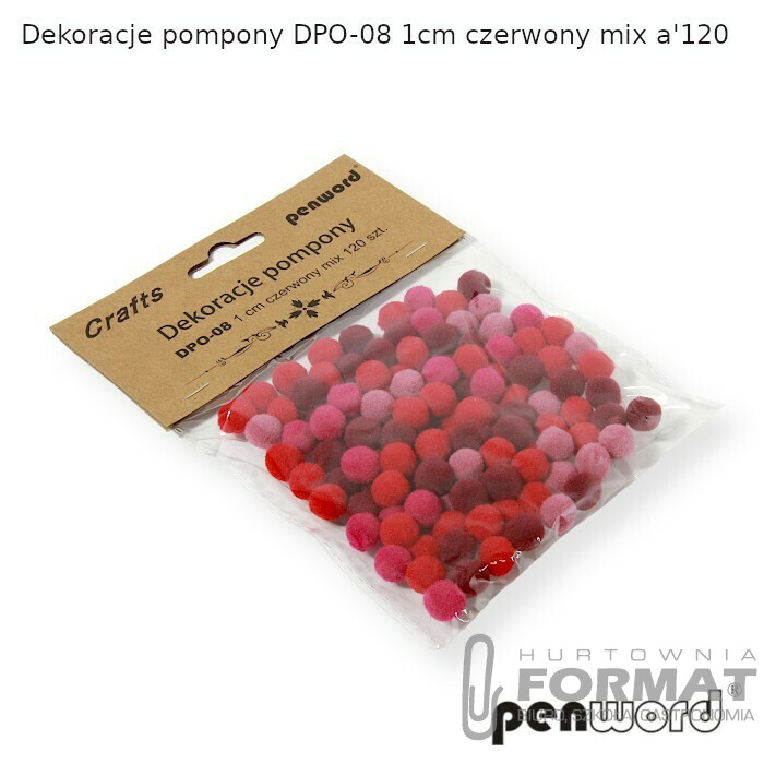 DEKORACJE POMPONY DPO-08 1cm CZERWONY MIX a'120 1