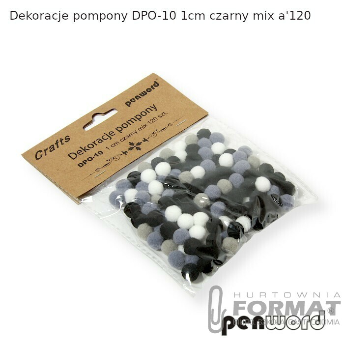 DEKORACJE POMPONY DPO-10 1cm CZARNY MIX a'120 1