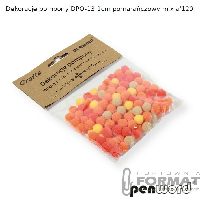 DEKORACJE POMPONY DPO-14 1cm POMARAŃCZOWY MIX a'120 1