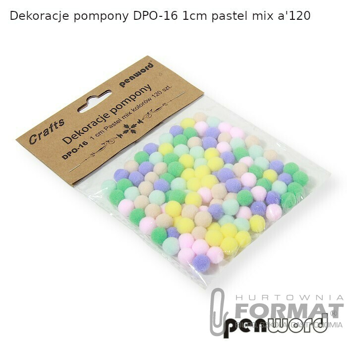 DEKORACJE POMPONY DPO-16 1cm PASTEL MIX KOLORÓW a'120 1