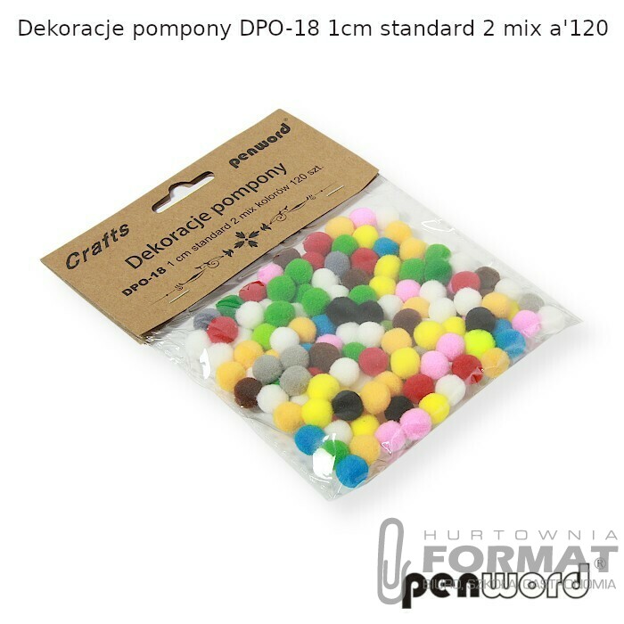 DEKORACJE POMPONY DPO-18 1cm STANDARD 2 MIX KOLORÓW a'120 1