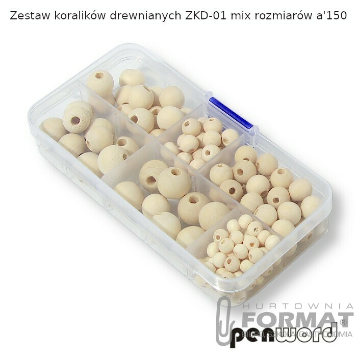 ZESTAW KORALIKÓW DREWNIANYCH ZKD-01 MIX ROZMIARÓW a'150 1