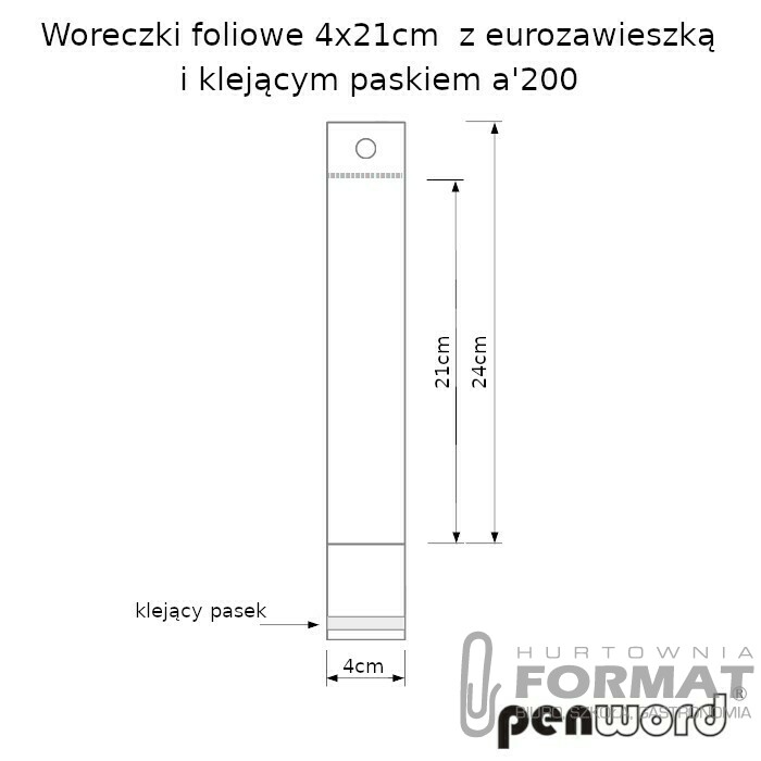 WORECZKI FOLIOWE 21cmx4cm Z EUROZAWIESZKĄ I KLEJĄCYM PASKIEM a'200 1