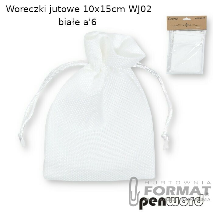 WORECZKI JUTOWE 10x15cm WJ-02 BIAŁE a'6 1