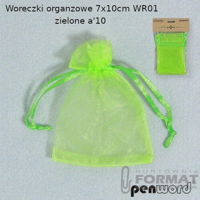 WORECZKI ORGANZOWE 7x10cm WR01 JASNOZIELONE a'10 1