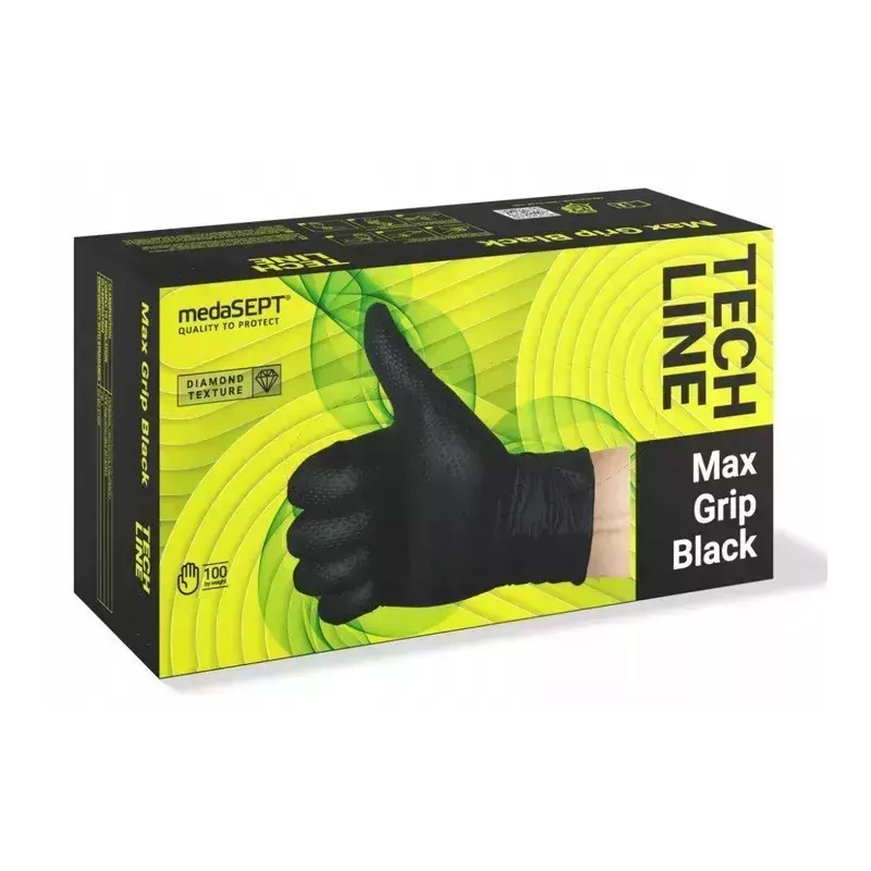 RĘKAWICE NITRYLOWE MAX GRIP czarne 90 szt. roz.XL 1