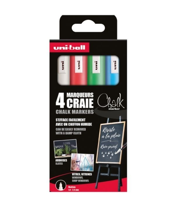 Zestaw markerów kredowych do tablic Chalk - Uni - 4 kolory 1
