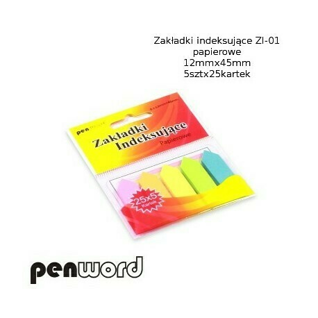 ZAKŁADKI INDEKSUJĄCE ZI-01 PAPIEROWE 5x25 12mmx45mm 1