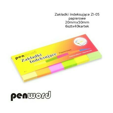 ZAKŁADKI INDEKSUJĄCE ZI-05 PAPIEROWE 6x40 20mmx50mm 1