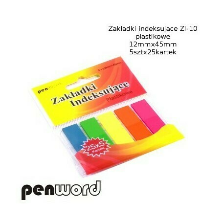 ZAKŁADKI INDEKSUJĄCE ZI-10 PLASTIKOWE 5x25 12mmx45mm 1