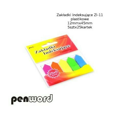 ZAKŁADKI INDEKSUJĄCE ZI-11 PLASTIKOWE 5x25 12mmx45mm 1