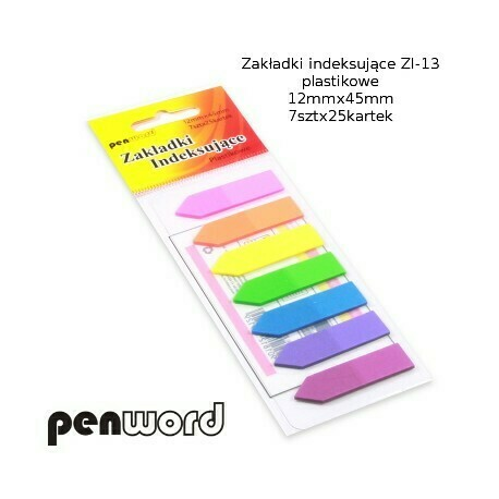 ZAKŁADKI INDEKSUJĄCE ZI-13 PLASTIKOWE 7x25 12mmx45mm 1