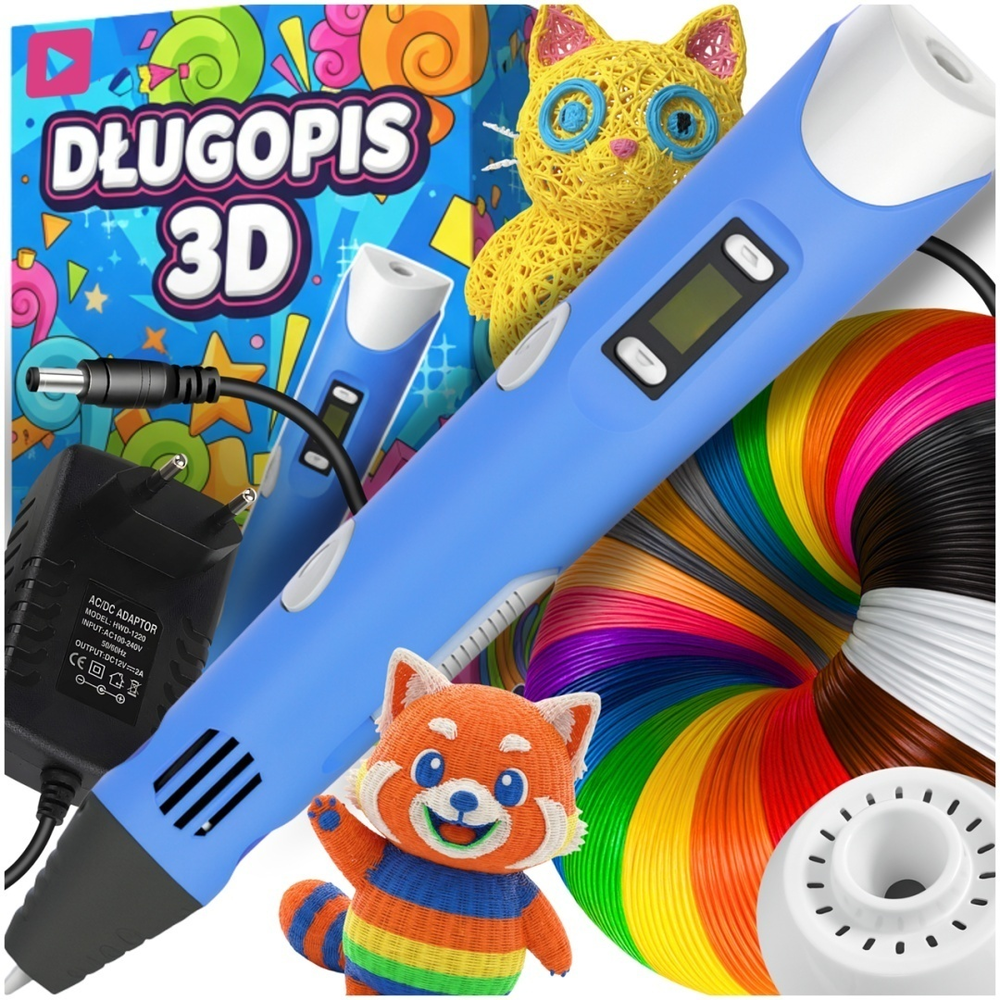 Długopis 3D dla Dzieci + Wkłady Filament 9 metrów  1