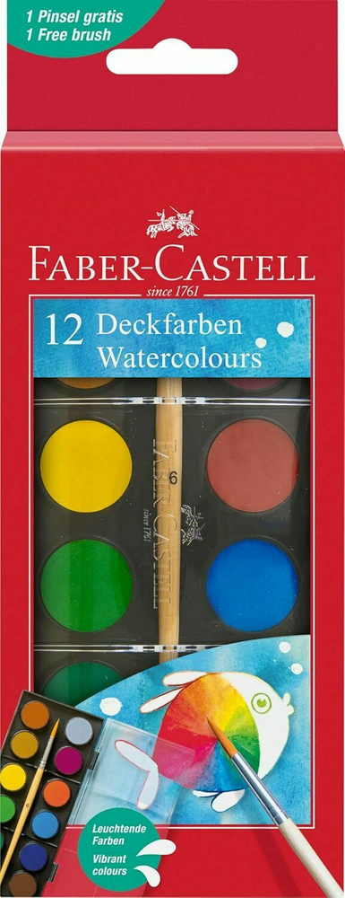 FABER-CASTELL Farby akwarelowe Rybka 12 kol 24 mm 1