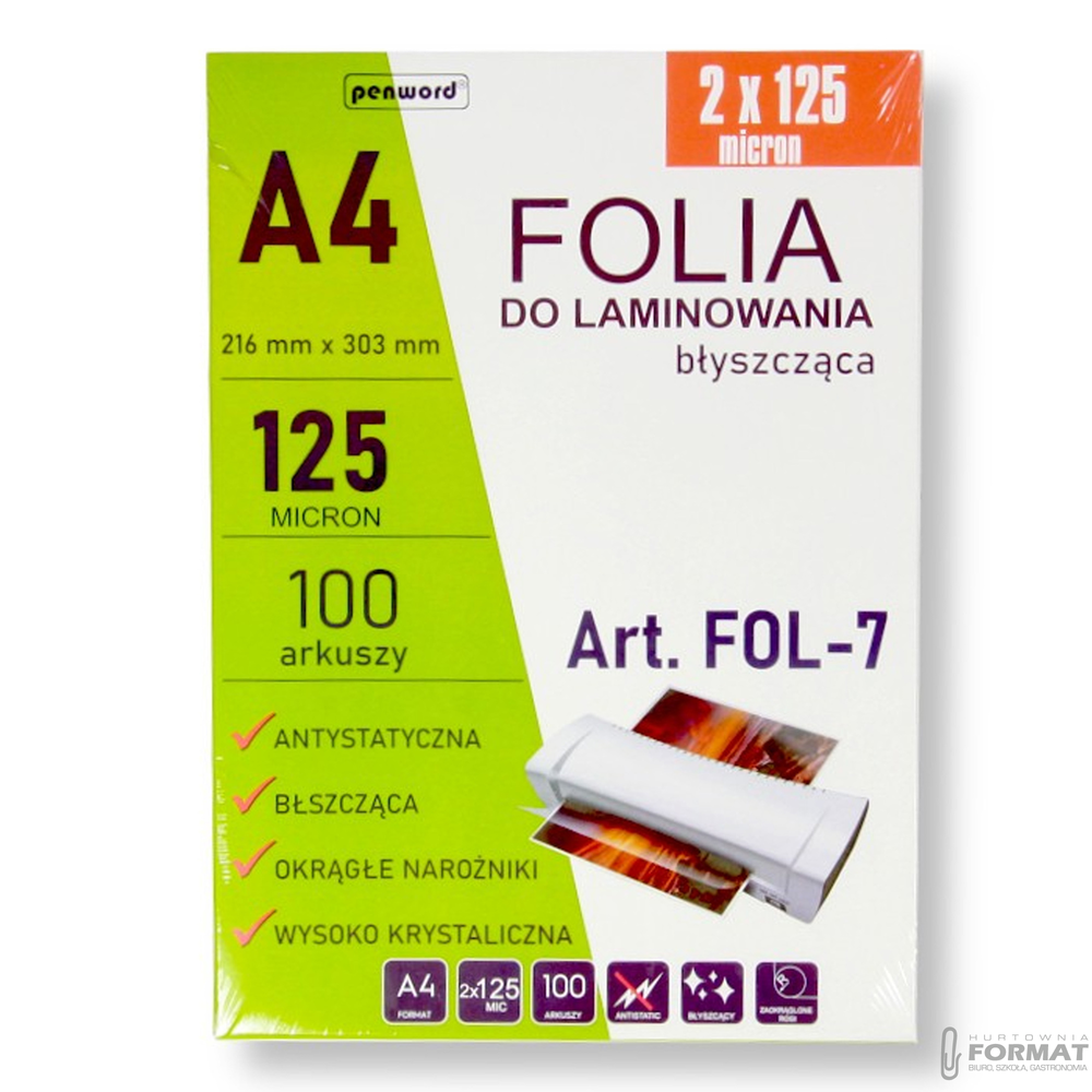FOLIA LAMINACYJNA FOL-7 2x125mic A4/100 216mmx3 1