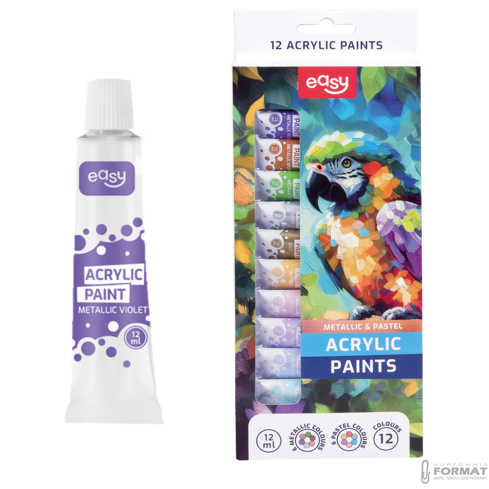 Easy Stationery Farby akrylowe 12 kolorów EASY 1