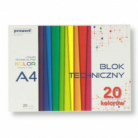 BLOK TECHNICZNY A4 KOLOR BT-10 185g 20 ARKUSZY  1