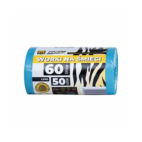 WOREK NA ŚMIECI 60L 60/80 LDPE  A50 NIEBIESKI 1