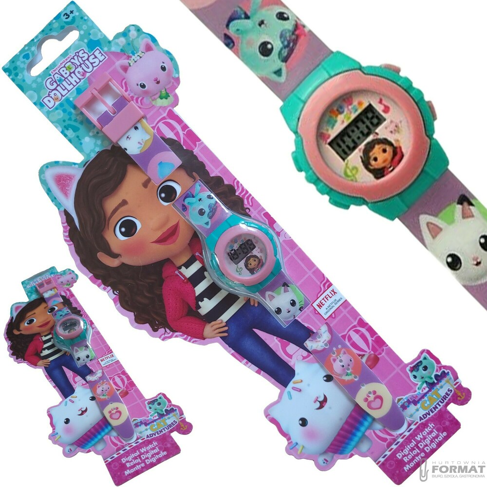 ZEGAREK CYFROWY DLA DZIECI KOCI DOMEK GABI GABBY'S DOLLHOUSE KE02 ECO 1