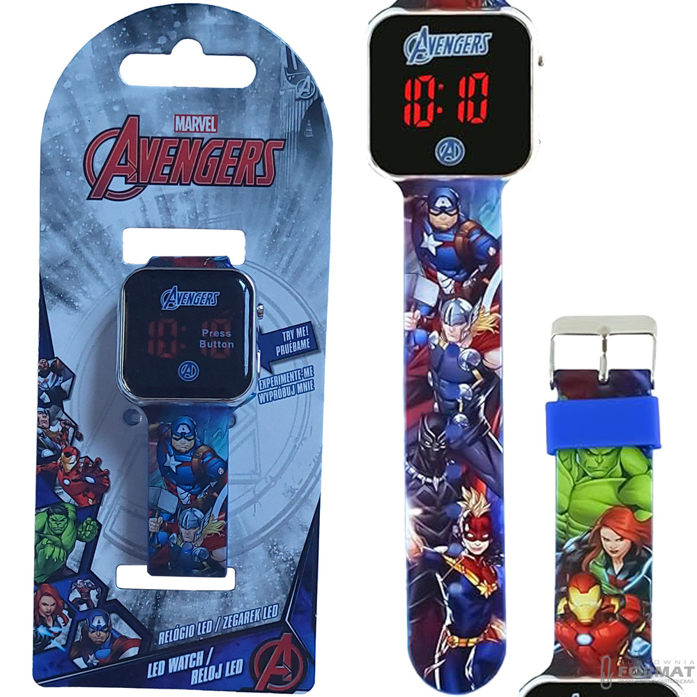ZEGAREK CYFROWY LED NA RĘKĘ DLA DZIECI MARVEL AVENGERS KIDS EUROSWAN 1