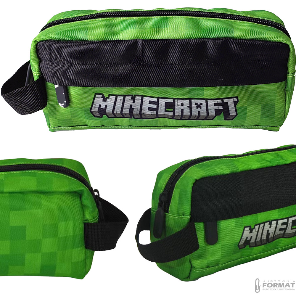 PIÓRNIK SZKOLNY DWUKOMOROWY SASZETA MINECRAFT KIDS EUROSWAN ZIELONY 1