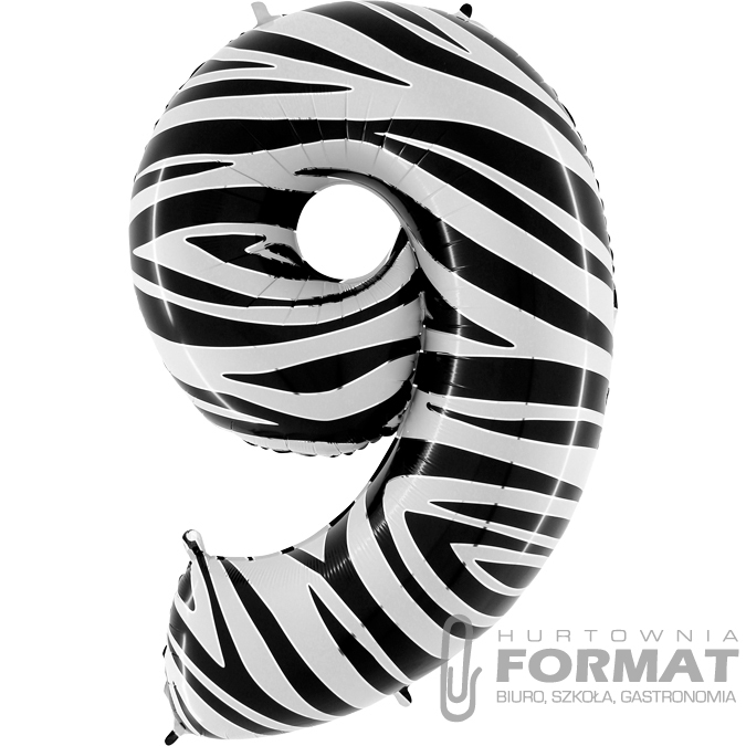 Balon Cyfrar 9 Zebraloons 40''/102 cm 1