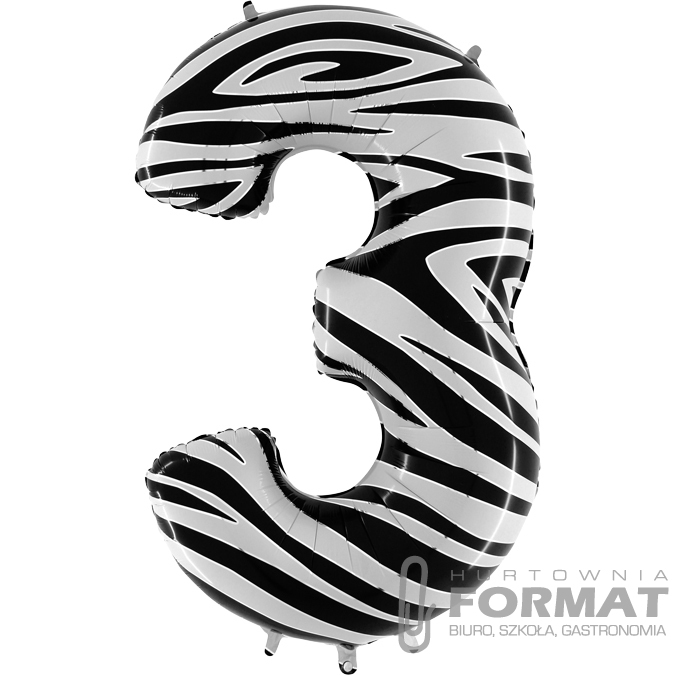 Balon Cyfra 3 Zebraloons 40''/102 cm 1