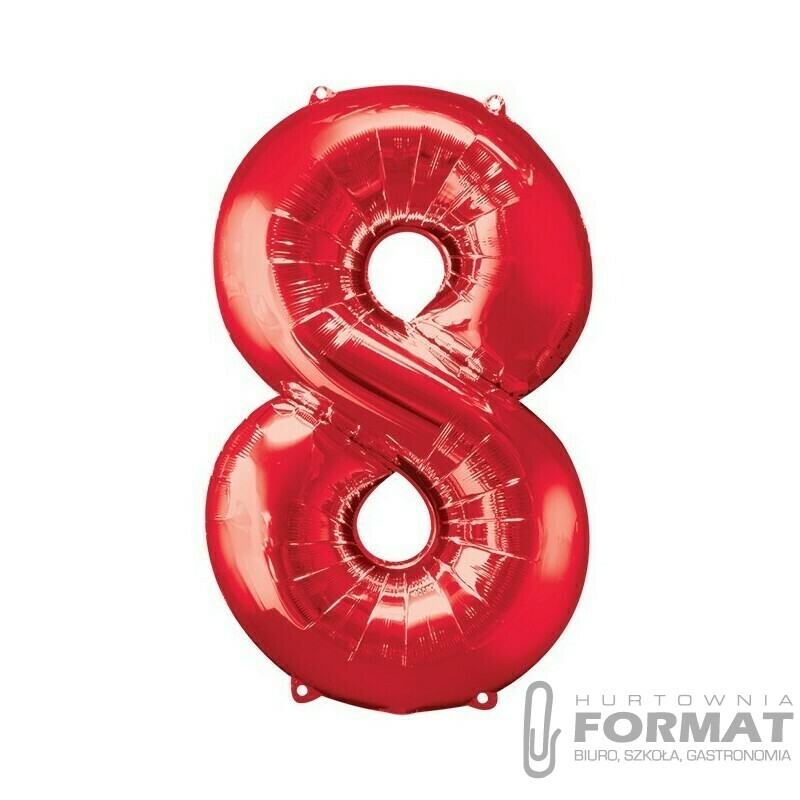 BALON 101 CM CYFRA 8 CZERWONA 1