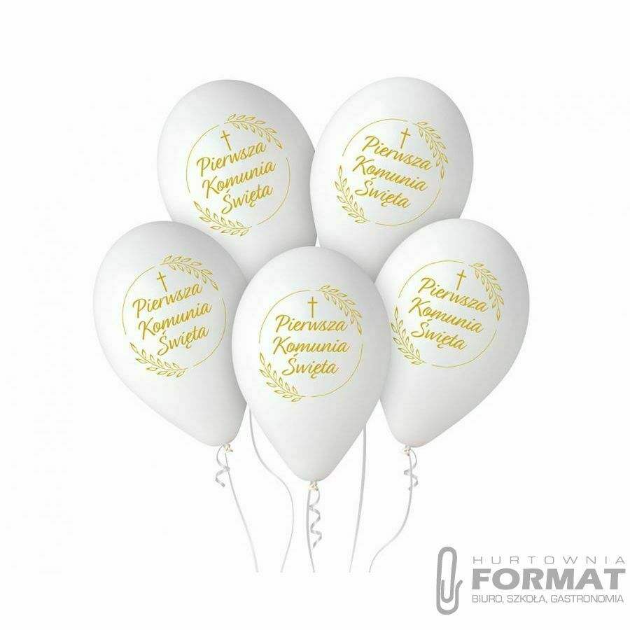 Balon gumowy Godan Pierwsza Komunia Św. (kłosy) 5 szt. biały 320mm 13cal (GS110/PKK) 1