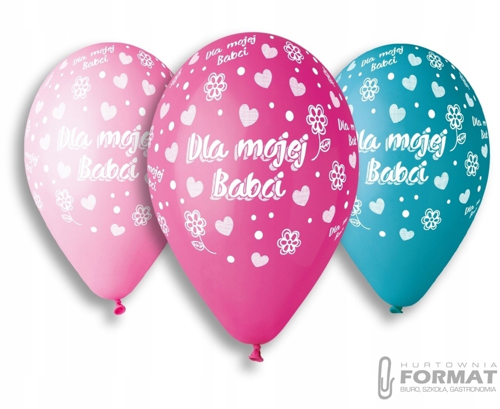 Balony Premium Hel Dla Mojej Babci, 13 cali/ 5 szt 1