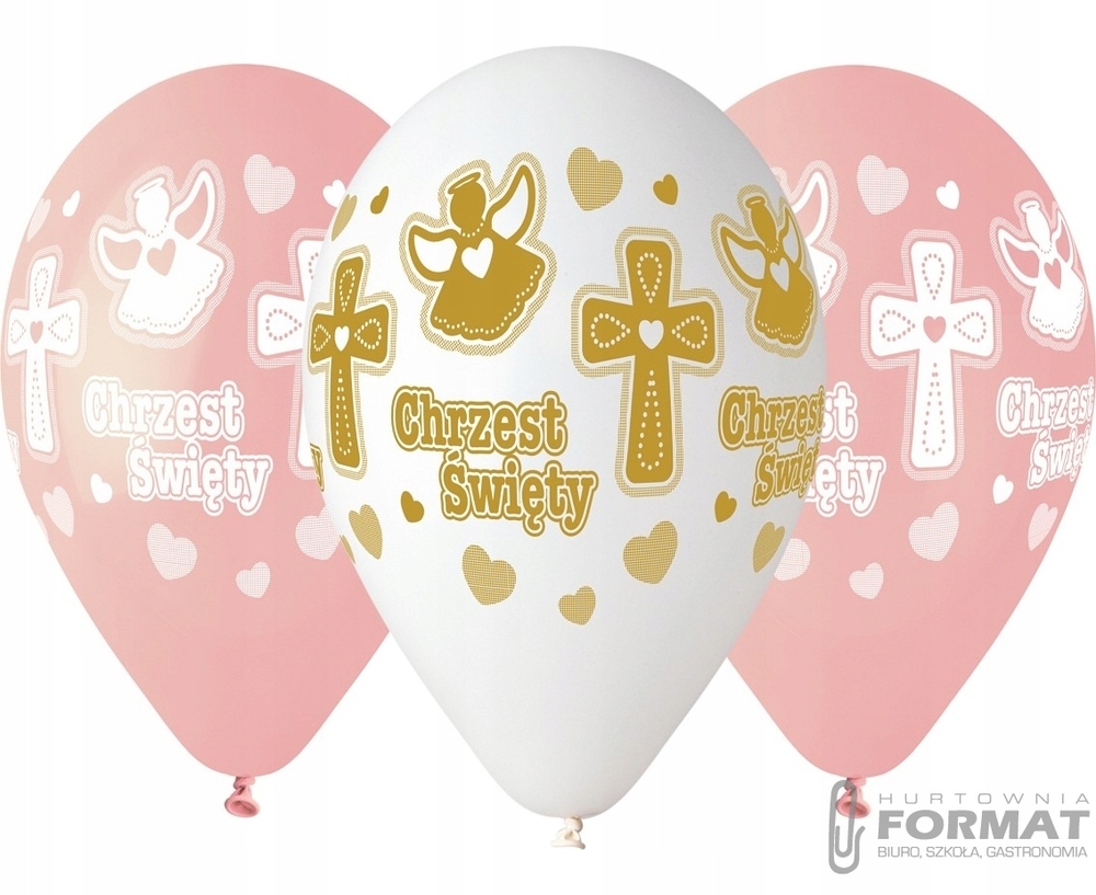 Balony gumowe hel Chrzest dziewczynki 5 szt. 1