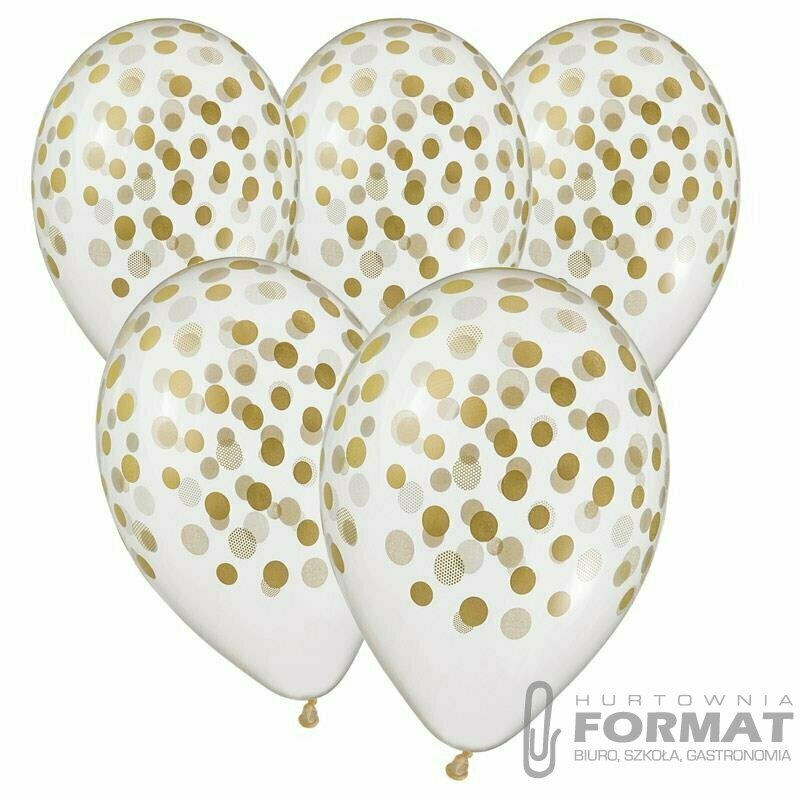 Balony Premium Hel "Konfetti złote" 13" 5 szt. 1