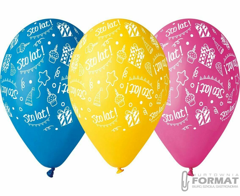 BALONY PREMIUM "STO LAT" KOLOR MIX 5 SZT 1