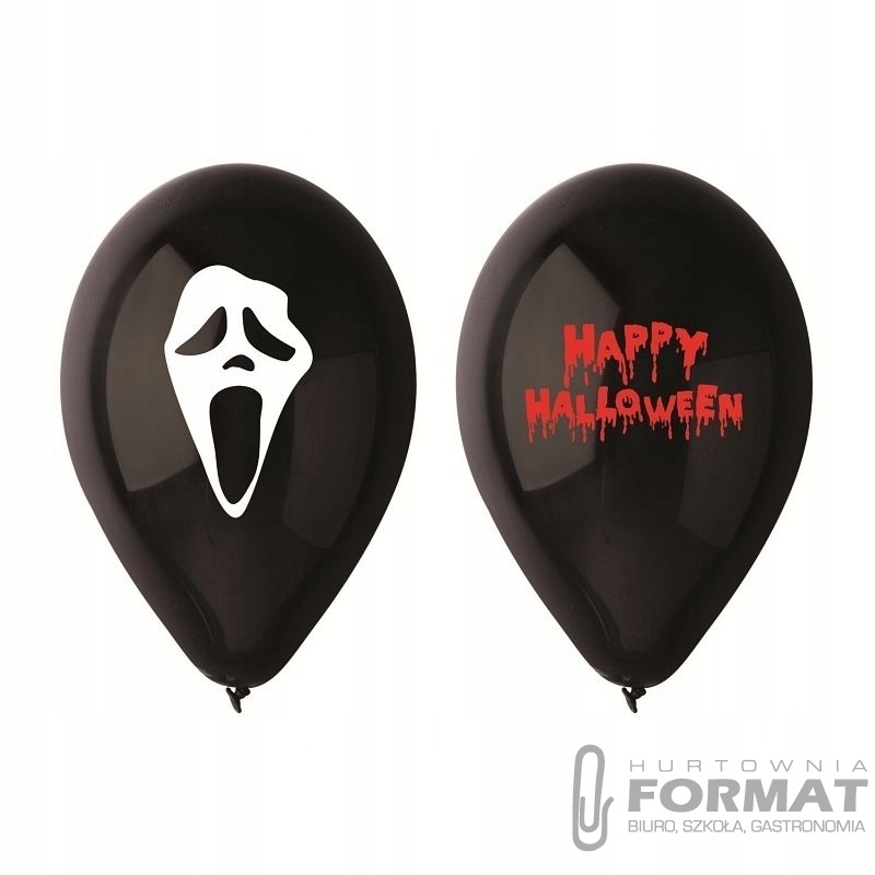 DUŻE CZARNE BALONY Z NADRUKIEM NA HALLOWEEN 5szt 1