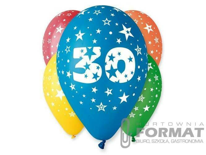 BALON 12" Z NADRUKIEM "30" MIX 5szt 1