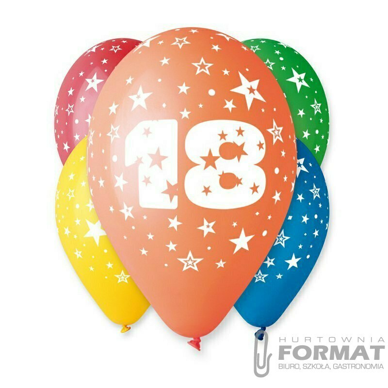 Balon z nadrukiem "18" mix 5szt 1