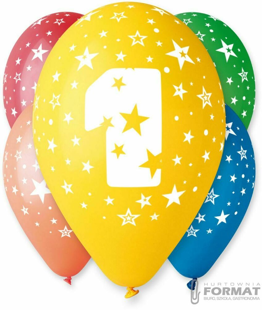 Balony Premium cyfra "1" 12" 5 szt. 1
