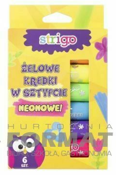 Strigo Żelowe kredki w sztyfcie. Neonowe 6kol 1